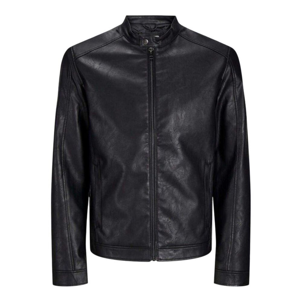 Jack And Jones Mens PU Plus Biker Jacket / Black